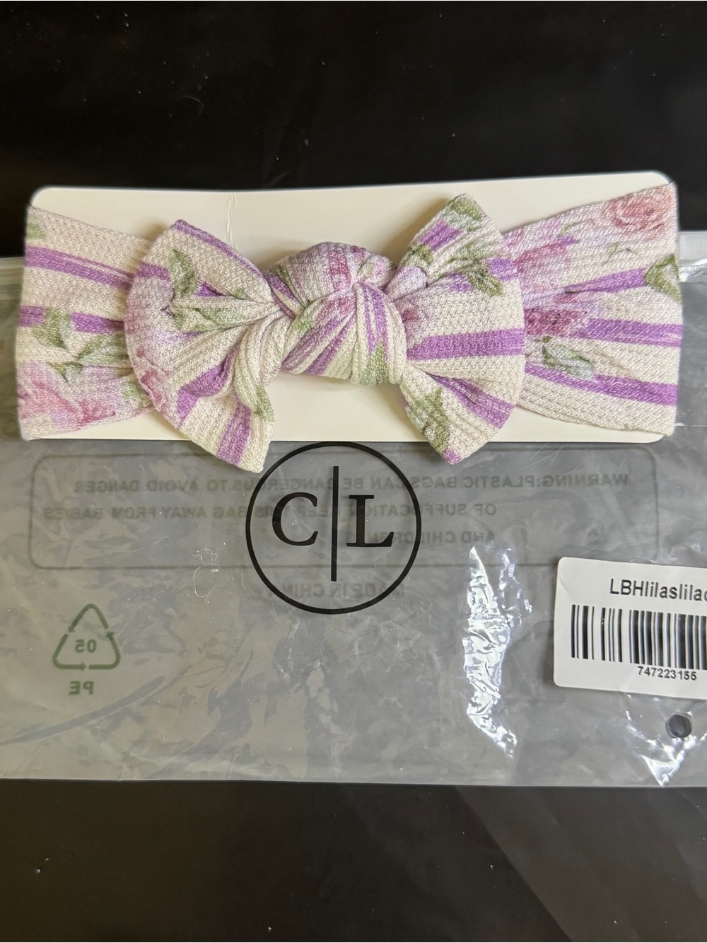 NWT Caden Lane Lavender and Cream Striped Floral Knot Bamboo Headband